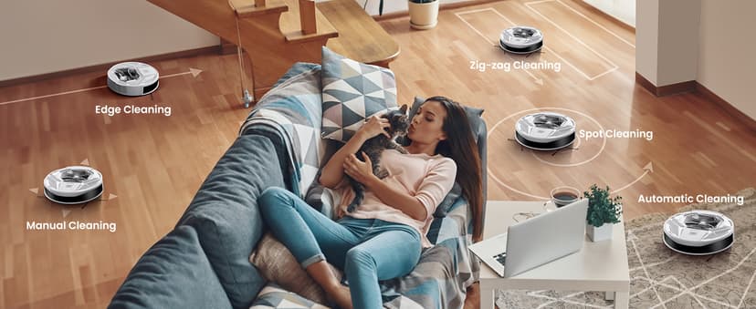 Lefant M320 Robot Vacuum with Mop Combo, 6500Pa Powerful Suction, 210 Mins Runtime, Slim, 800ml Visible Dustbin, Carpet Detection, Alexa Voice Control, Ideal for Hard Floor and Pet Hair, White