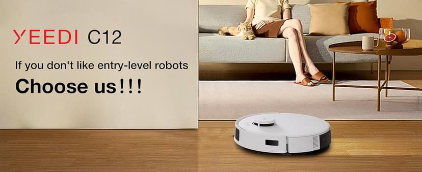 Yeedi C12 Robot Vacuum Cleaner and Mop, 8000Pa Strong Suction, ZeroTangle Brush, Smart Navigation, Self-Charging, White