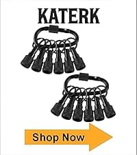 Push to Unlock,Katerk 6pcs 1/4 inch Hex Shank Aluminum Alloy Screwdriver Bit Holder Light-Weight Quick-Change Extension Bar Keychain Drill Screw Adapter Portable,Black Carabiner,Tool Gifts for Men