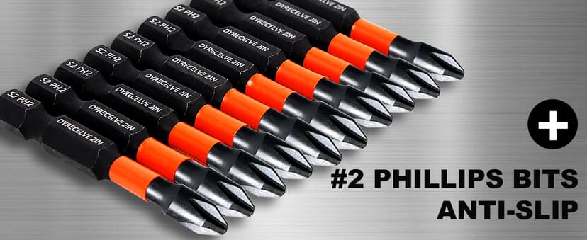10-Pack Phillips Bits #2 Impact, 2-Inch Magnetic Phillips Head Drill & Screwdriver Bits, PH2 Premium S2 Steel 1/4" Hex Shank for Impact Drivers, Professional & DIY Use