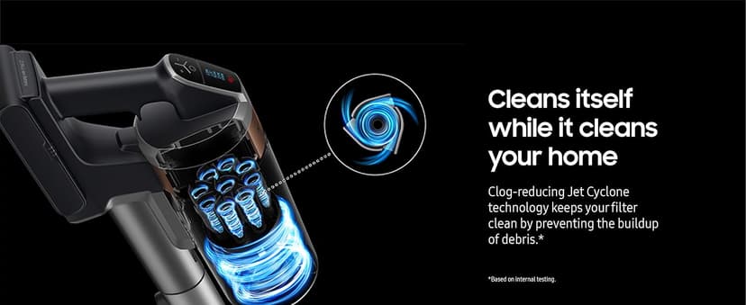 SAMSUNG Jet 75 Pet Cordless Stick Vacuum Cleaner, Lightweight w/ Turbo Brush, Mini Motorized Tool, Removable Battery, Powerful Cleaning for Hardwood Floors, Carpets, Area Rugs, VS20T7512N7/AA, Silver