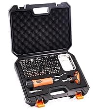 KNINE OUTDOORS Torque Screwdriver Wrench Driver Set 10-70 Inch Pounds lbs for Maintenance with T-bar Handle, 40 Hex Bits, 1/4" Socket, Shaft Extension, For Tools, Bike Repairing and Mounting (Orange)