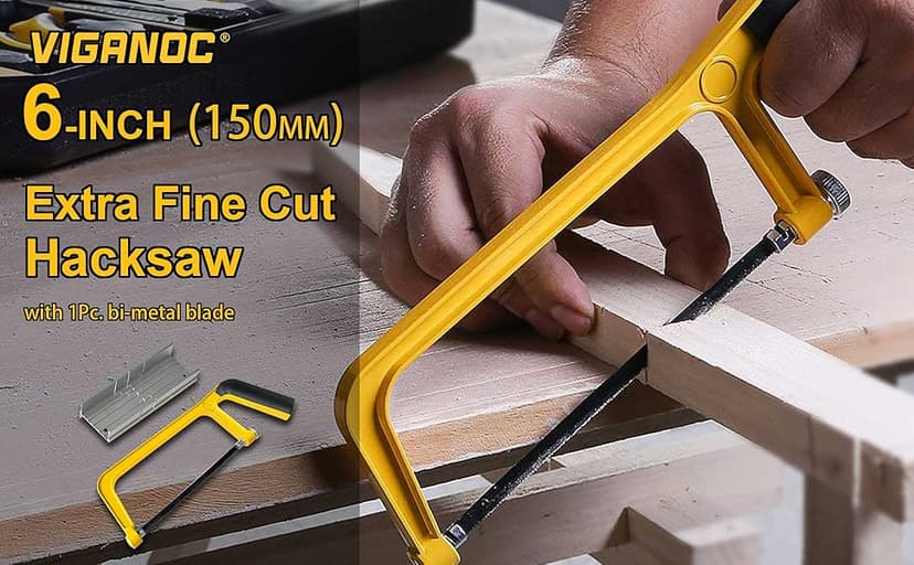 6-inch Mini Hacksaw and Miter Block Set - 150 mm Cutting Hand Saw with Bi-metal Blade