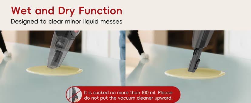 whall Handheld Cordless Car Vacuums, Wet and Dry Use 9000Pa Strong Suction Vacuums, Rechargeable Portable Vacuum Cleaner with LED, Charging Dock, Lightweight Mini Vacuum for Car, Home and Office, Red