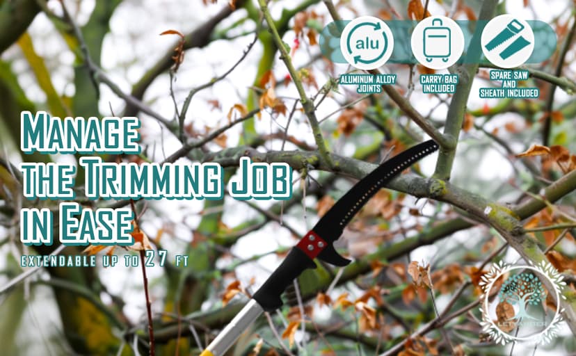 Pole Saws for Tree Trimming, 7.3-27 ft Extendable Tree Trimmers Long Handle Pruner, Sharp Steel Blade and Scissors High Branches Trimming, Tree Pruner, Tree Saw