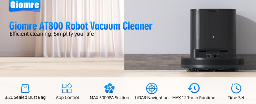 3-in-1 Robot Vacuum and Mop Combo, Self Emptying Station for 60 Days, Robotic Vacuum Cleaner with LiDAR Navigation & Max Strong 5000Pa Suction, 2.4G WiFi/Alexa/App Control, Self-Charging Base