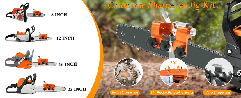 2025 Upgraded Chainsaw Sharpener with Tungsten Carbide Burr File, Hand-Cranked Chainsaw Sharpening Jig Kit, Chain Saw Sharpener Tool, Chainsaw Chain Sharpener