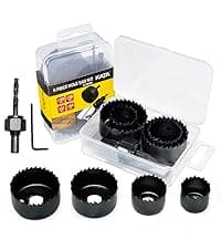 KATA 6PCS Hole Saw Kit 1-1/4" to 2-1/8"(32-54mm) Hole Saw Set in Case with Mandrels and Hex Key for Soft Wood, PVC Board, Plywood