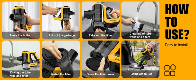 Cordless Stick Vacuum Cleaner Compatible with DeWalt Battery, 350W Brushless Motor, 30KPa Suction, 6-in-1 180° Bendable Wand, Smart Screen 2x5AH Batteries & Charger – Hardwood Floors