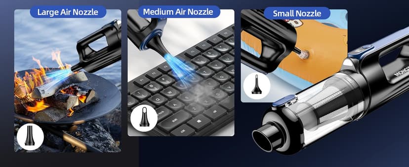 Car Vacuum Portable Cordless, 18000Pa 2 in 1 Cleaner&Air Duster, 130W Brushless Motor Handheld Vacuum Cordless with 7800mAh Battery, LED Light, Multi-Nozzles for Car, Home, Office, Pet