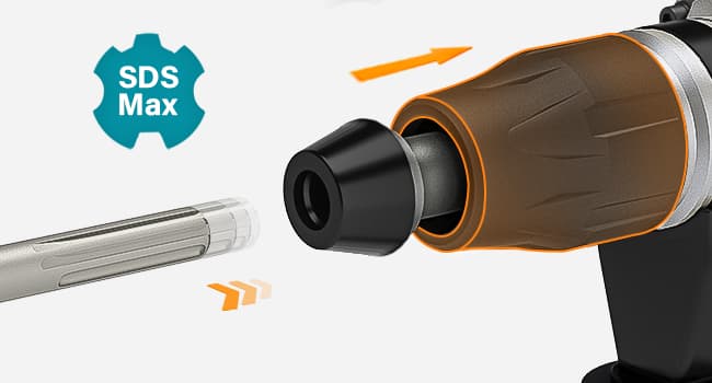 Berserker 1-9/16" SDS-Max Heavy Duty Rotary Hammer Drill with Vibration Control,Safety Clutch,13 Amp 3 Functions Demolition Rotomartillo for Concrete-Including 4 Drill Bits,2 Chisels,Carrying Case