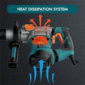 1-1/4 Inch SDS-Plus 13 Amp Heavy Duty Rotary Hammer Drill with Safety Clutch 4 Functions and Variable Speed, Including Chisels and Drill Bits