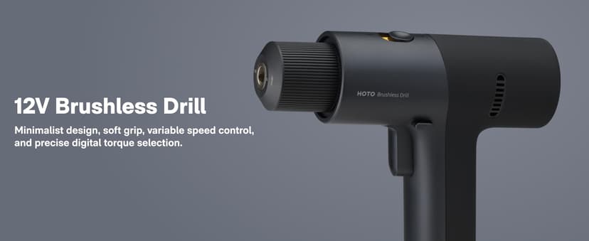 HOTO Cordless Brushless Drill Tool Set, Variable Speed, Hidden Buckle, Unique LED Screen, Intelligent Digital Display, Exquisite & Practical, High-end Drill Kit for Home/Daily Use
