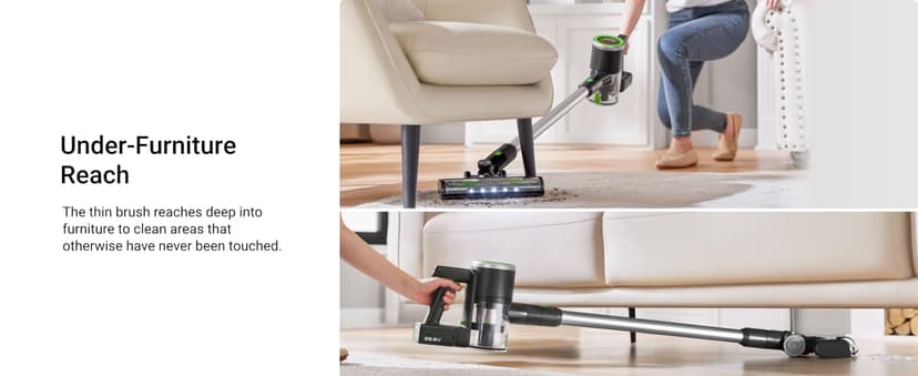 Eureka Lightweight Cordless Stick Vacuum Cleaner Convenient for Hard Floors, Rechargeable Handheld Vacuum Cleaner Portable with Powerful Motor Efficient Suction, RapidClean Ultra NEC370GR, Moss Green