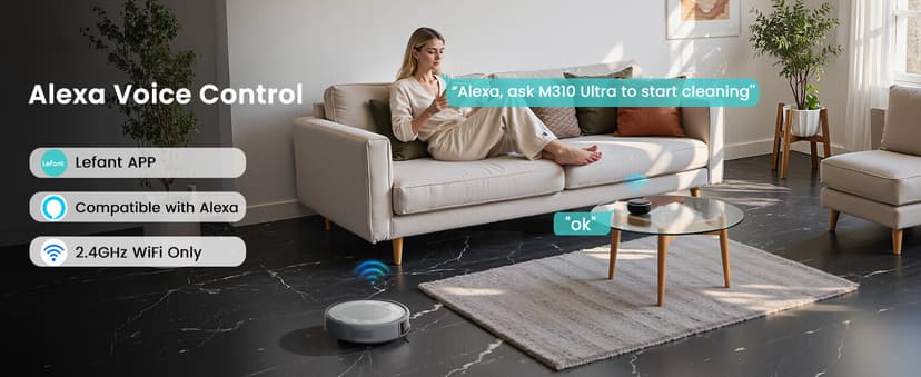 Lefant M310 Ultra Robot Vacuum and Mop, 6000Pa Suction-Slim Robotic Cleaner with ToF LiDAR Navigation, Accurate Obstacle Avoidance, WiFi/App/Alexa Control, 170min Runtime, for Pet Hair and Home