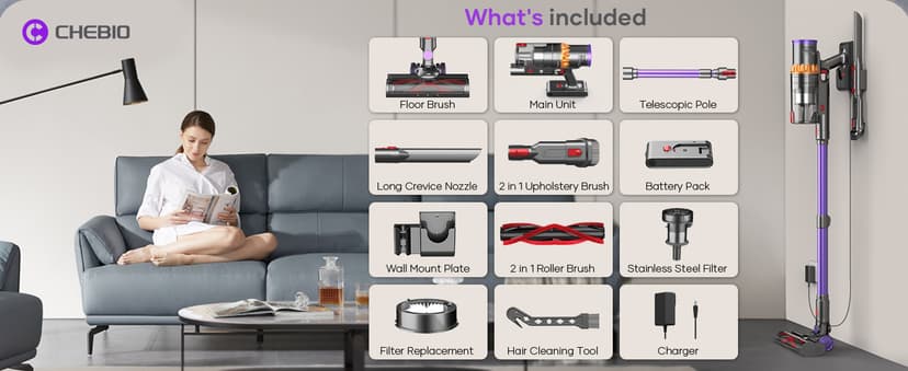 Cordless Vacuum Cleaner, 550W/45Kpa Stick Vacuum with Smart Display, MAX 65Mins Runtime Vacuum Cleaners for Home, Auto Mode & Anti-Tangle Lightweight Vacuum for Pet Hair/Carpet/Floor