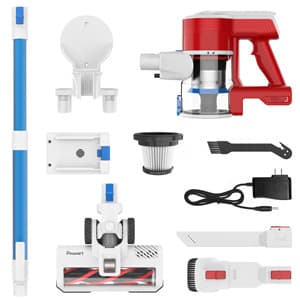 Cordless Vacuum Cleaner for Home, 45Kpa Lightweight Stick Vacuum with Powerful Suction, Rechargeable Battery Up to 50mins, Handheld Vacuum Cleaners for Hardwood Floors, Carpets, Pet Hair - Red