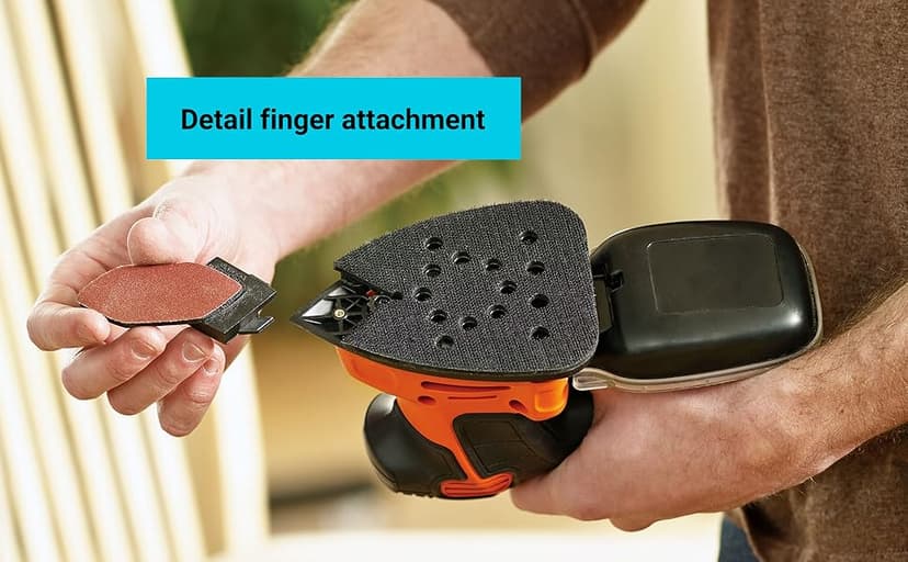 BLACK+DECKER Detail Sander, 1.2 Amp, 16,000 OPM, Compact Design, 3-Position Grip for Comfort, Includes Dust Collector, Corded (BDEMS600)