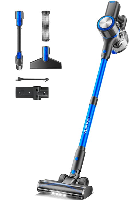 FABULETTA Cordless Vacuum Cleaner, 35Kpa Vacuum Cleaners for Home, Max 50 Mins Runtime, Self-Standing Design, 5-Layer Filtration System, Anti-Tangle Brush, LED Display, Lightweight