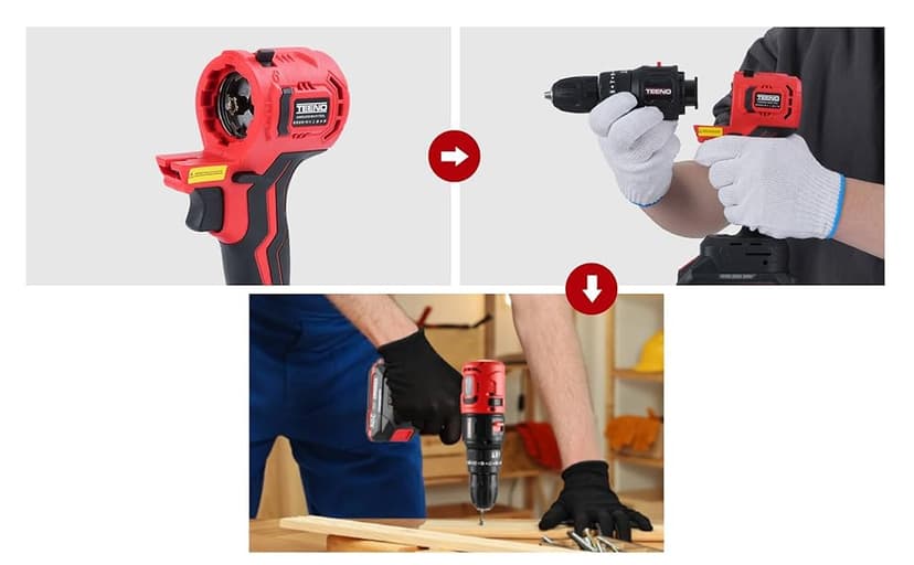 Cordless Drill and Impact Driver, Electric Drill and Impact Driver Combo Kit with 3/8-inch Electric Drill and 1/4-inch Impact Driver with 2 * 1.5A Batteries