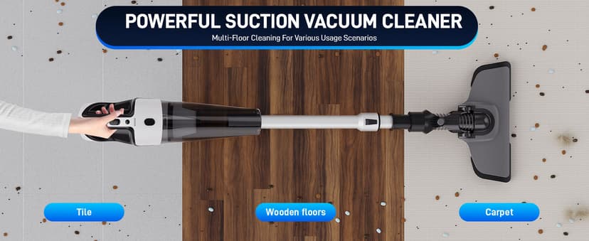 Cordless Vacuum Cleaner - Vacuum Cleaners for Home, Lightweight High Power Stick Vac for Pet Hair Carpet Hardwood Floor, Handheld Portable Wireless Rechargeable Battery Household Car Vac