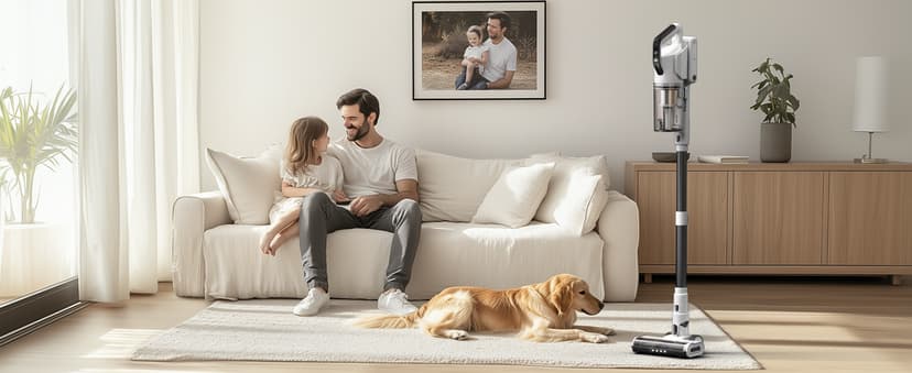 Cordless Vacuum Cleaner, 580W 48KPA 65Mins Runtime Fast Charging Vacuum Cleaner, Self-Standing LED Light Touch Screen Stick Vacuum for Home Light Weight,for Pet Hair/Carpet/Floor, White