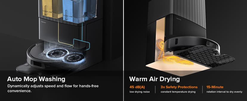 roborock Qrevo Plus Robot Vacuum and Mop with FlexiArm Design Edge Mopping, Self-Emptying, 10 mm Liftable Mops, Auto Mop Washing & Drying, Reactive Tech Obstacle Avoidance, 7,000 Pa Suction, Black