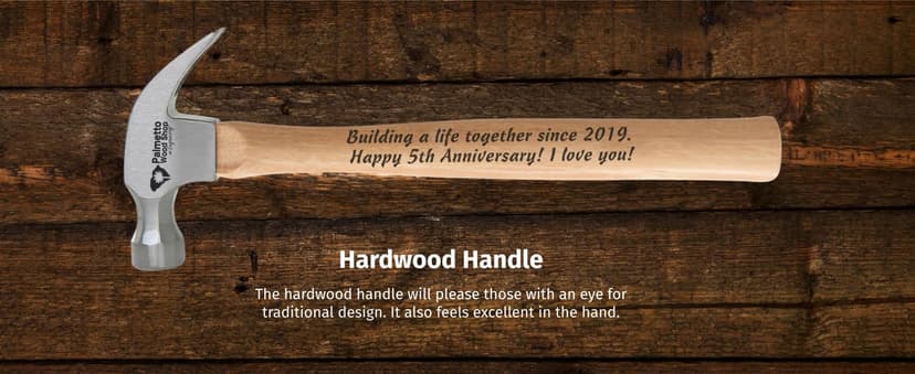 Palmetto Wood Shop Hammer - Laser Engraved Father's Day Gifts, Wood Hammer for Construction, Demolition, DIY Projects, Housework, Carpentry, Metalworking, Framing - Full-Size, 12.5-inch Claw Hammer