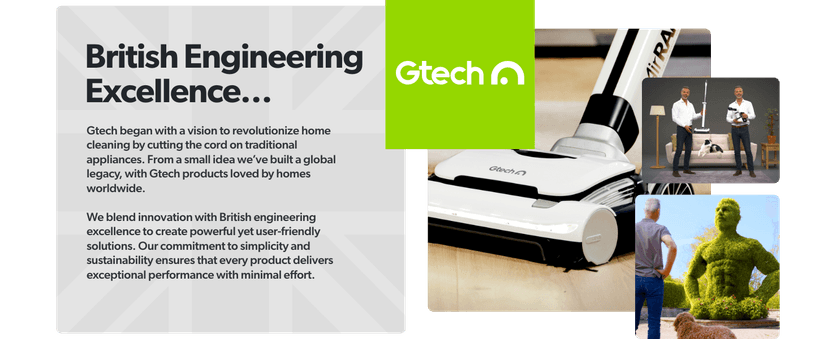 Gtech AirRAM Platinum Cordless Vacuum Cleaner - Includes Anti-Hair Wrap Brush Bar - Perfect for Carpet and Hardwood Floors - Rechargeable 22v Li-ion Battery - Lightweight (7 lbs.)