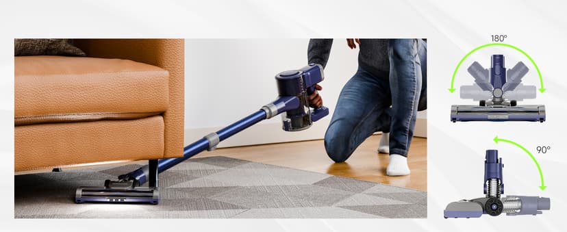 YONNDER Cordless Vacuum Cleaner 40KPA, 6-in-1 Lightweight & Detachable Battery, Powerful Suction for Home, 6-Stage Filtration, Tangle-Free V-Shaped Brush, for Hard Floor/Carpet/Pet Hair