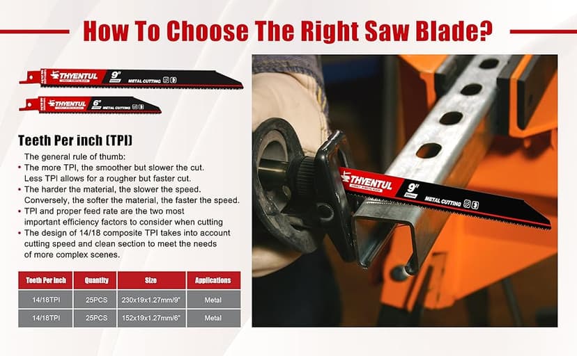 25 Pack,9 inch,14/18 TPI,Reciprocating Saw Blade Set,M42 Teeth with Cobalt Bi-Metal Blades, for Automatic Dismantling Sawzall Blades for 1/16-5/16 Medium Metals