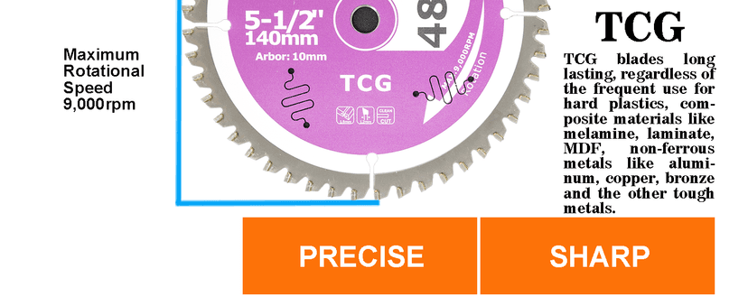 5-1/2" (10mm Arbor) Circular Saw Blades 48Tooth+24Tooth, Heavy Duty Combo Pack Carbide TCT Fine Cut Fine Finish Crosscut Framing Ripping Wood Plywood MDF Plastic Veneer Lumber Laminate