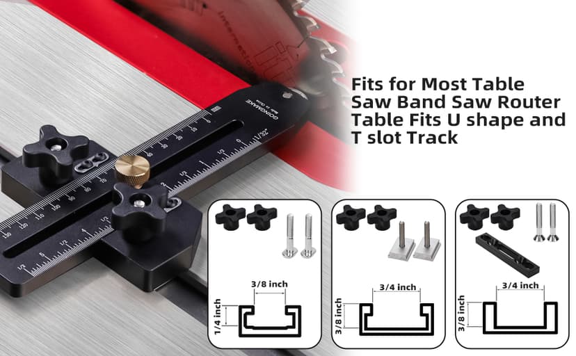 Thin Rip Jig Table Saw Jig Guide for Making Repetitive Narrow Thin Strip Cuts Woodworking Tools Fast Thin Ripping Guide for Table Saw Band Saw Router Table Fits for 3/8" x 3/4" T Slot