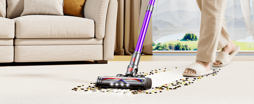 Cordless Vacuum Cleaner, 550W 48Kpa 70 Mins Vacuum Cleaners for Home, Self-Standing Stick Vacuum with Touch Screen, Wall Dock, Anti-Tangle Rechargeable Vacuum for Pet Hair Carpet Hardwood Floor