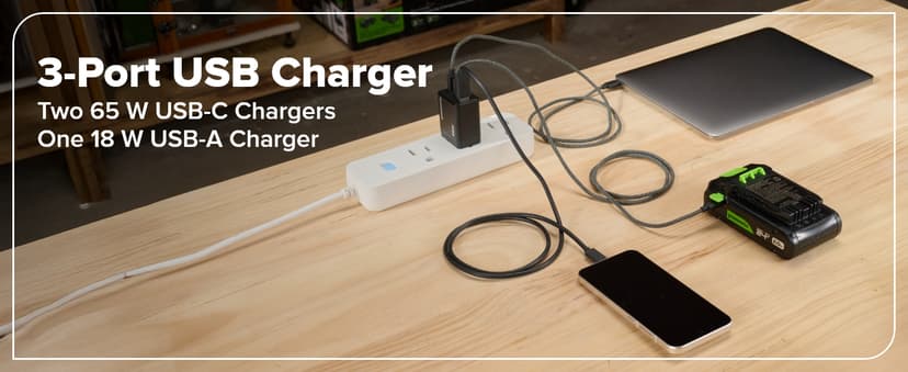 Greenworks 24V Cordless Brushless 400 in-lbs Drill/Driver+1950 in-lbs Impact Driver Combo,High Torque, Lightweight, (2) 2.0Ah USB-C Batteries(12,000mAh Power Bank) and 65W USB-C Fast Charger(3-Port)