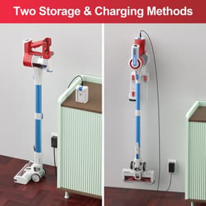 Cordless Vacuum Cleaner for Home, 45Kpa Lightweight Stick Vacuum with Powerful Suction, Rechargeable Battery Up to 50mins, Handheld Vacuum Cleaners for Hardwood Floors, Carpets, Pet Hair - Red