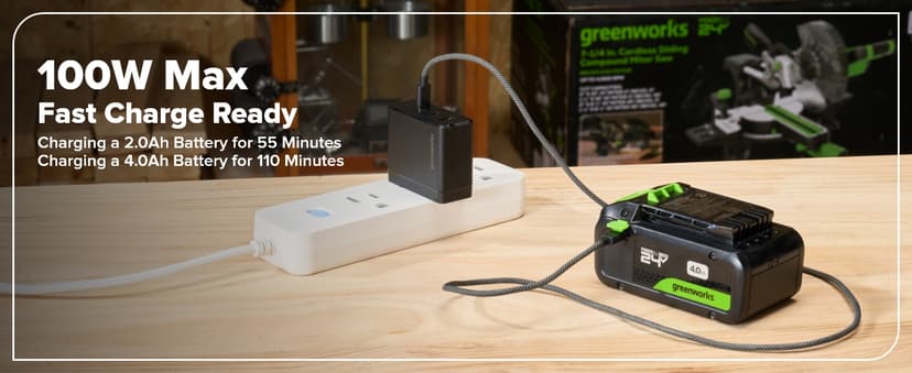 Greenworks 24V Cordless Brushless 400 in-lbs Drill/Driver+1950 in-lbs Impact Driver Combo,High Torque, Lightweight, (2) 2.0Ah USB-C Batteries(12,000mAh Power Bank) and 65W USB-C Fast Charger(3-Port)