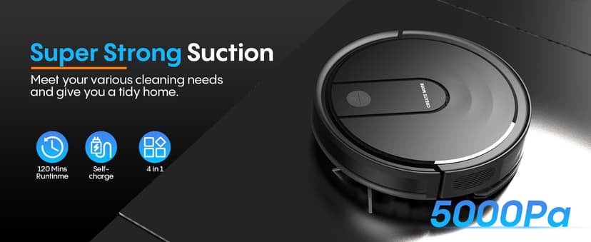 Bagotte Robot Vacuum and Mop Combo, 5000Pa Mopping Robot Vacuum Cleaner with Schedule, 4 in 1 Robotic Vacuum Cleaner,Ultra Slim,Self-Charging,Wi-Fi/Voice/App, Perfect for Pet, Hard Floors, Carpet