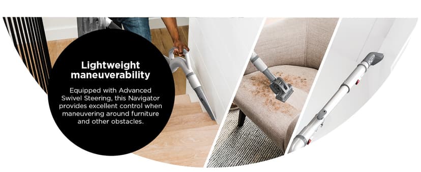 Shark | Upright Vacuum Cleaner | Navigator Lift-Away | Swivel Steering | HEPA Filter | Vacuum for Pet Hair | Crevice Tool & Dusting Brush Included | For Carpets & Hard Floors | White/Silver | NV356E