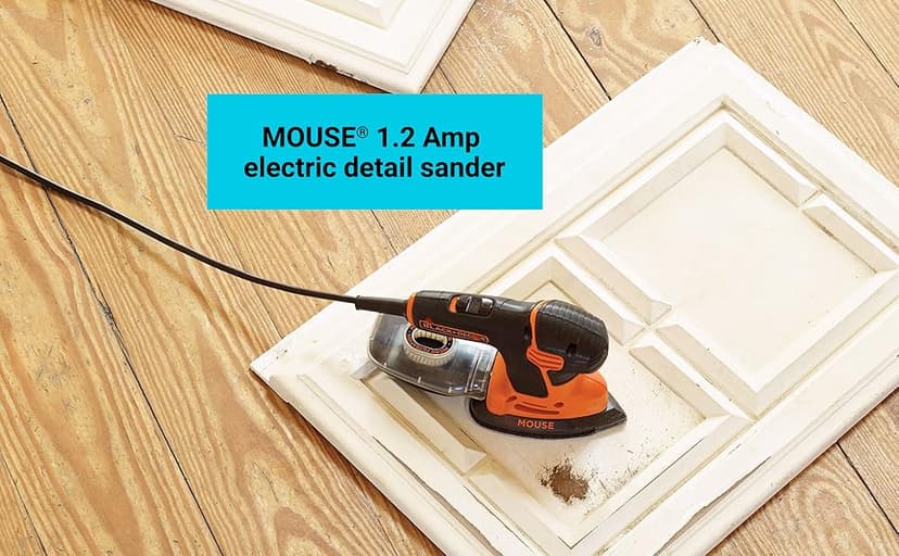 BLACK+DECKER Detail Sander, 1.2 Amp, 16,000 OPM, Compact Design, 3-Position Grip for Comfort, Includes Dust Collector, Corded (BDEMS600)