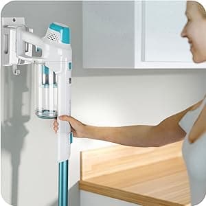 Kenmore DS4065 Cordless Stick Vacuum 1L Capacity Lightweight Cleaner 2-Speed Power Suction LED Headlight 2-in-1 Handheld for Hardwood Floor, Carpet & Dog Hair, Blue, DS4065