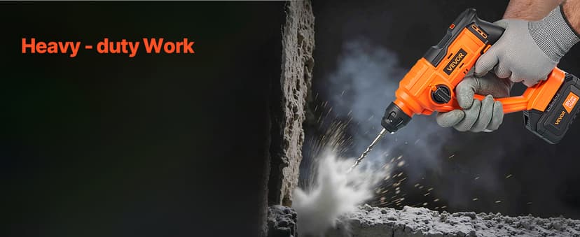 VEVOR 5/8" SDS-Plus Rotary Hammer Drill,20V Brushless Cordless Hammer Drills,4.0Ah Lithium-Ion Battery Powered,3.0A Fast Charger,Electric Demolition Hammers Variable Speed,Power Tool For Concret