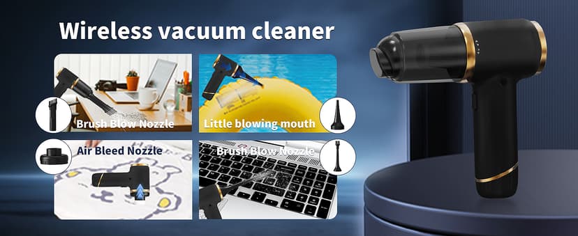 Handheld Vacuum Cleaner 15000PA Car Vacuum, 6 in 1 Portable Cordless Vacuum Cleaner Set, USB Rechargeable. White