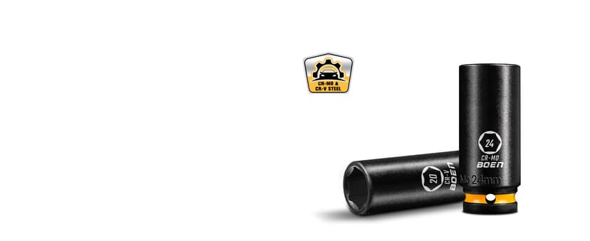 BOEN Pro 1/2" Drive Metric Deep Impact Socket Set, 21-Piece CR-MO &CR-V Steel, Upgraded Torque & Durability, 10mm-24mm, Includes Extension Bars, Universal Joint, Adapter – Meets ANSI