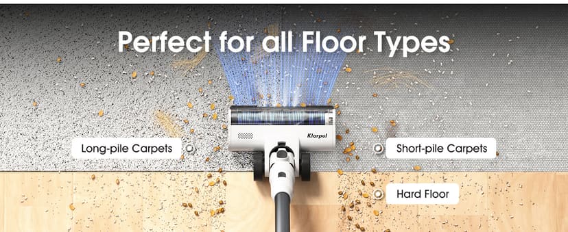 Cordless Vacuum Cleaner, 580W 48KPA 65Mins Runtime Fast Charging Vacuum Cleaner, Self-Standing LED Light Touch Screen Stick Vacuum for Home Light Weight,for Pet Hair/Carpet/Floor, White