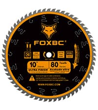 FOXBC 10 Inch Thin Kerf Fine Finish Crosscut Table Saw Blade, 60-Tooth ATB, with 5/8-Inch Arbor