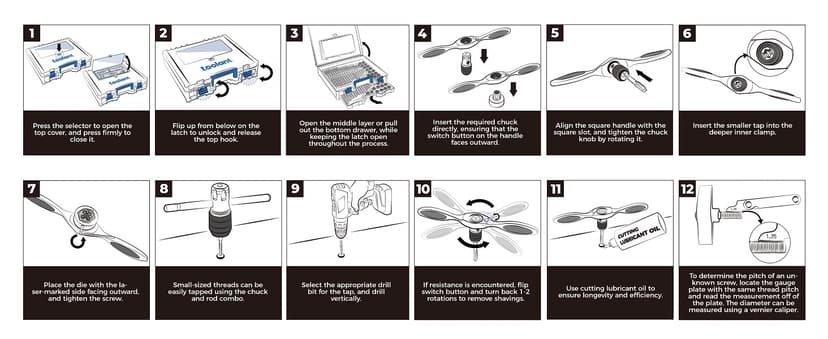 toolant 127pcs SAE/Metric Tap and Die Set, Ratcheting SAE Metric TAP and Die Set Standard with Drill Bit Combo for Threading
