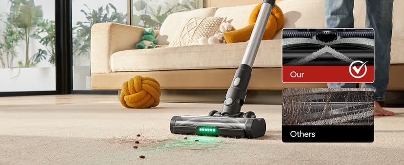 Ultenic Cordless Vacuum Cleaner, 500W 45Kpa Stick Vacuum with Car Dashboard Screen, Tangle-Free Brush for Pet Hair, Max 45mins Runtime, LED Display Tools for Hard Floor, Carpet, Car Cleaning, U12