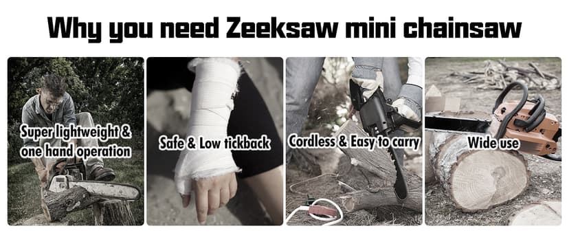 Mini Chainsaw 6 Inch Cordless, Super Handheld Chainsaw with 2x Big Batteries, Electric Mini Chain saw Battery Powered, Small Hand saws for Tree Wood - Garden Yard Time Saving Tool