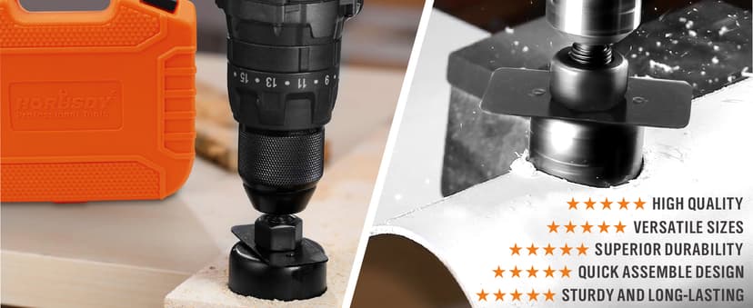 HORUSDY Hole Saw Set 24PCS Hole Saw Kit,Hole Saw Drill Bit Kit, 3/4"-6" (19-152mm) 17PCS Saw Blades, 2 Mandrels, 3 Drill Bit, Installation Plate, Hex Key, For Drywall, Soft Wood, Plywood, Plastic, PVC